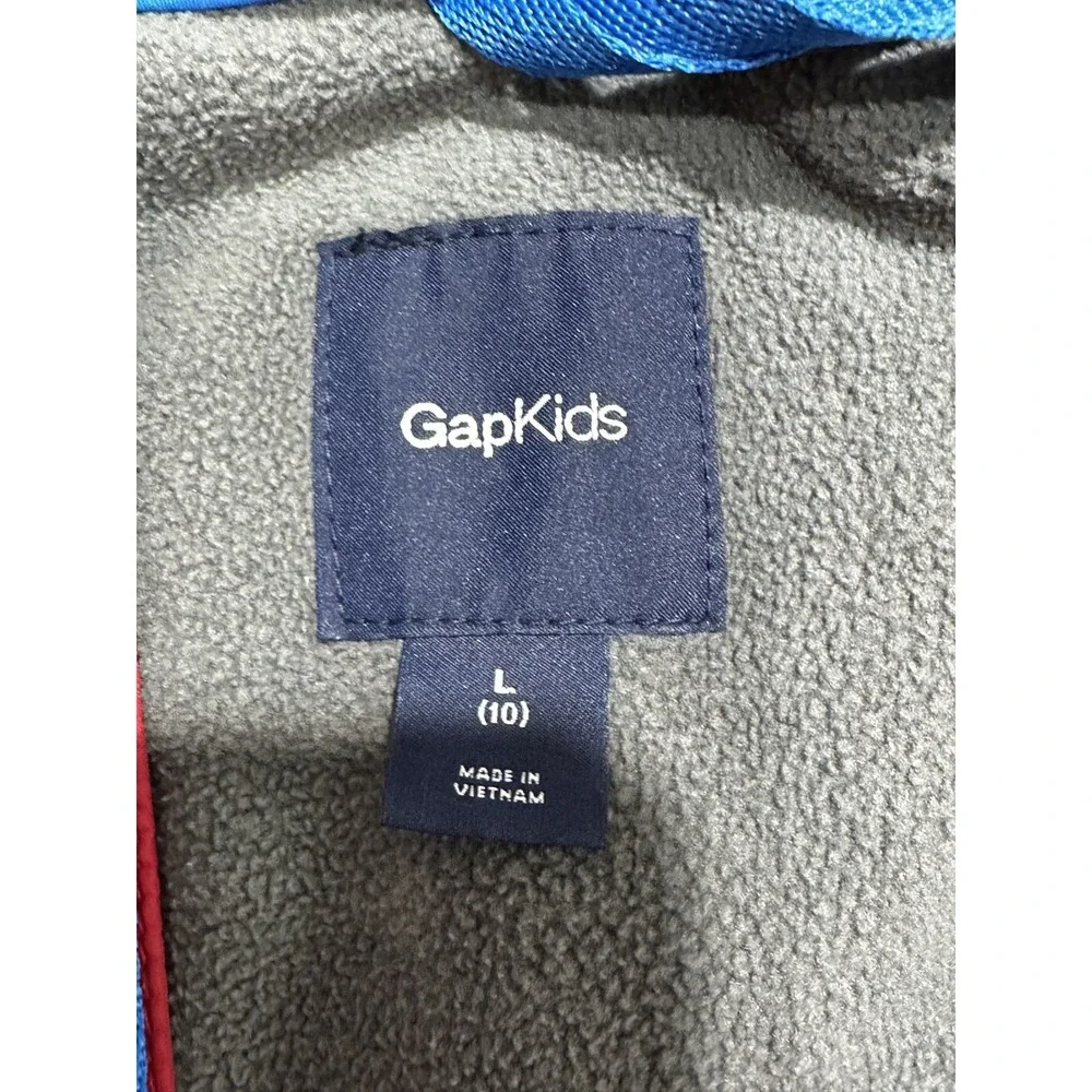 Gap Kids Fleece Lined Jacket‎ Size 10 Large Red Full Zip Up Hooded Pockets EUC